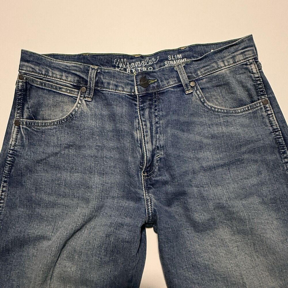 Wrangler Retro Slim Boot Jeans Mens 34x36 Blue Medium Wash Western Denim